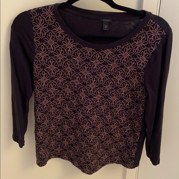 J. Crew Tops - J Crew embroidered jersey top. Size M.
